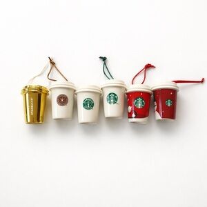 Limited Edition Starbucks holiday Christmas coffee cup ceramic ornaments (6 ct)